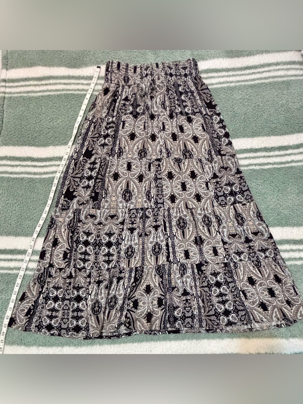 GNW Women's Medium Black, Gold & Cream Paisley Maxi Skirt